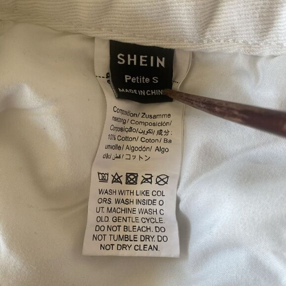 SHEIN White High Waisted Jeans Wide Leg Cotton Raw Hem Women’s Size Petite S EUC - Picture 8 of 9